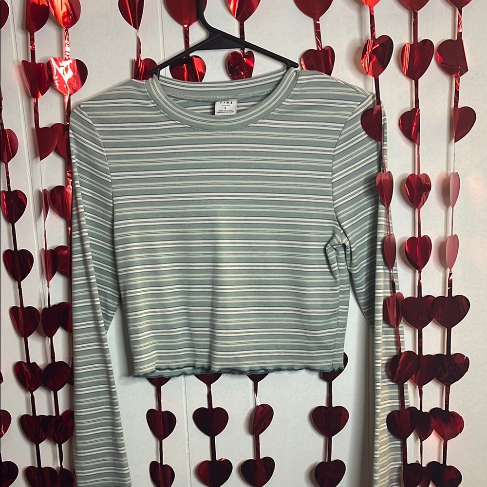 Zine Clothing Sage and White Striped Crop Top